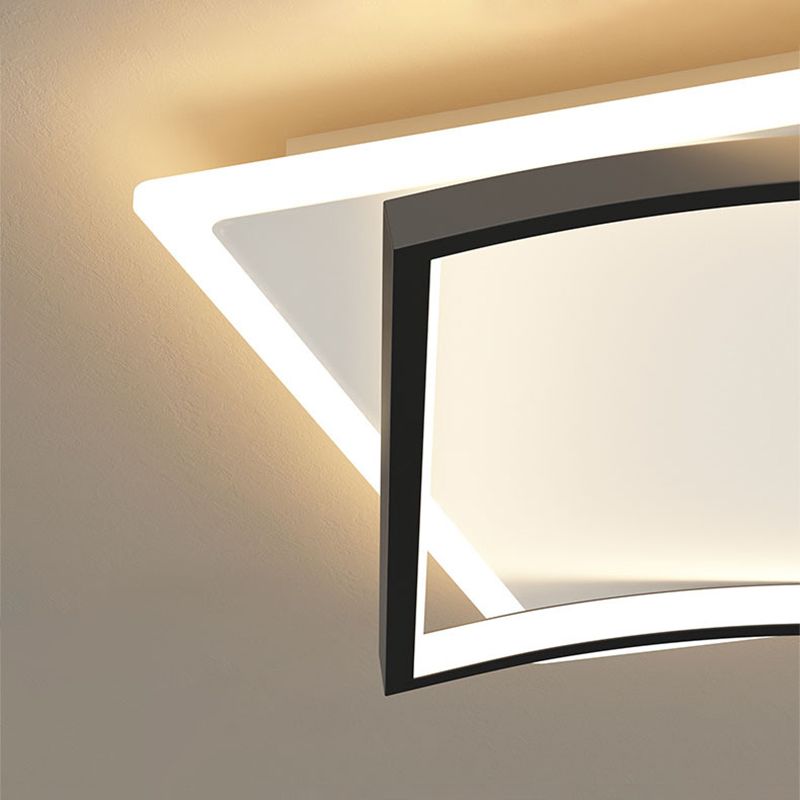 Acrylic Square Ceiling Mounted Fixture Modern Style Black-White LED Ceiling Flush Mount Light