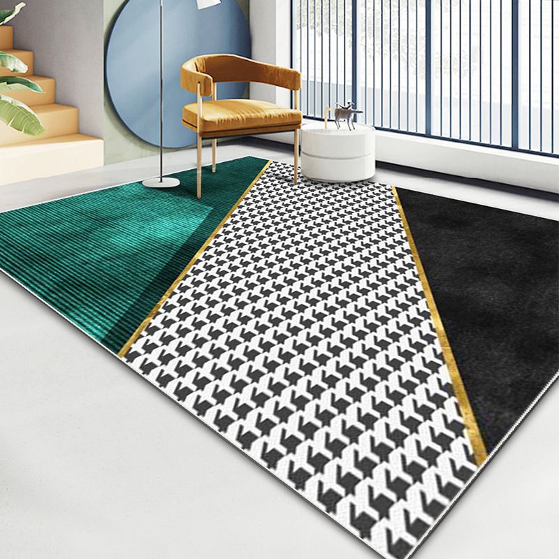 Gorgeous Area Carpet Trendy Atrovirens Rug Washable Polyster Carpet with Non-Slip Backing