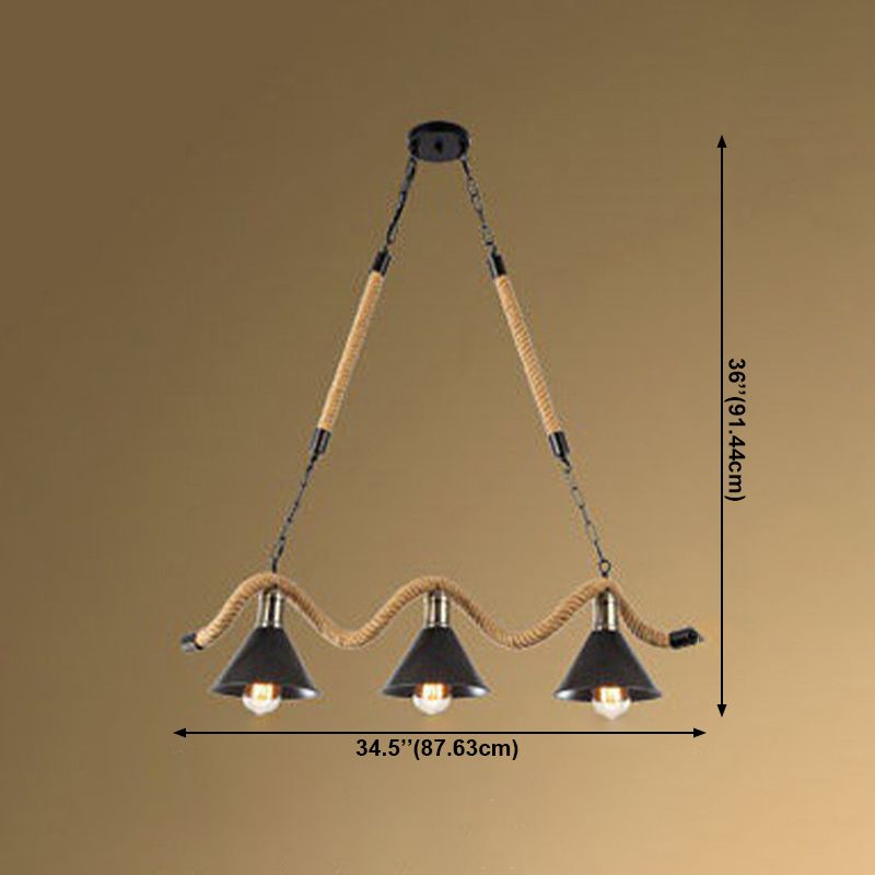 Vintage Hemp Rope Pendant Light American Industrial Style Hanging Lamp for Loft Living Room