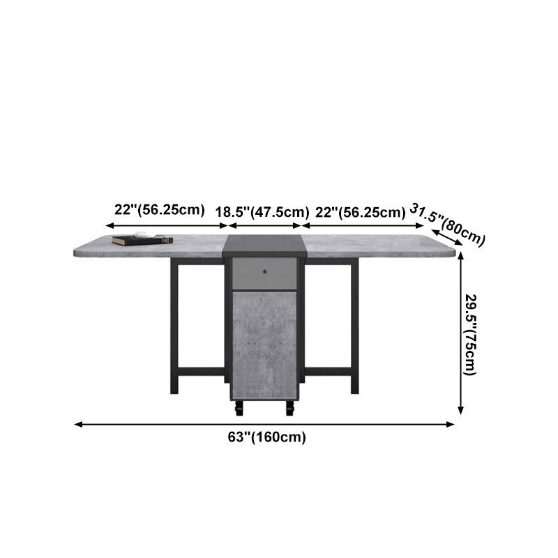 Moderne moderne rechthoekige eettafel drop-bladtafel met vaste houten basis met vaste houten basis