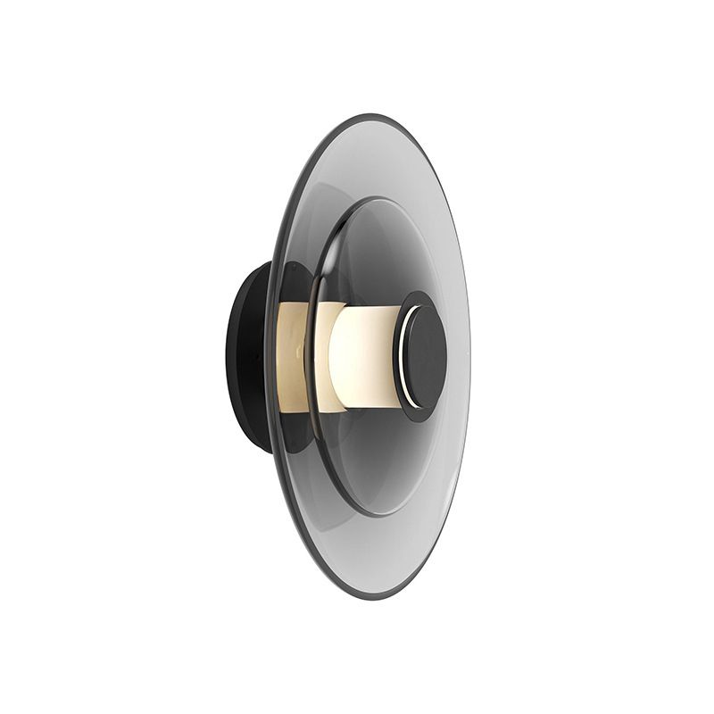 Minimalist 1 - Light LED Wall Mount Round Iron and Glass Wall Sconce in Gold / Black