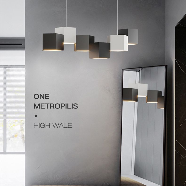 Lampada dell'isola a led macaron lampada sospesa pentagonale con tonalità in metallo per una cena