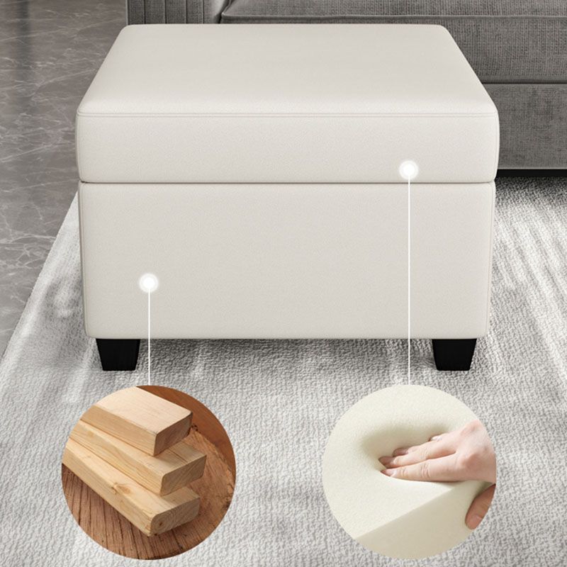 Contemporary Storage Ottomans Square Leather Storage Ottomans with Legs