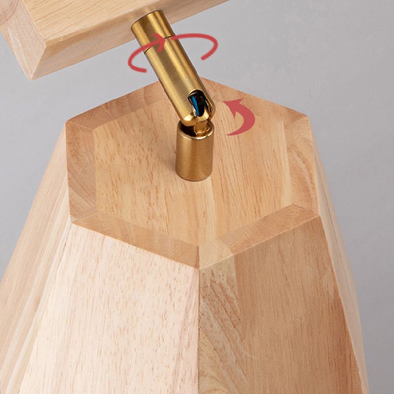 Modern Ceiling Track Light Multi - Head Solid Wood Ceiling Flush Mount