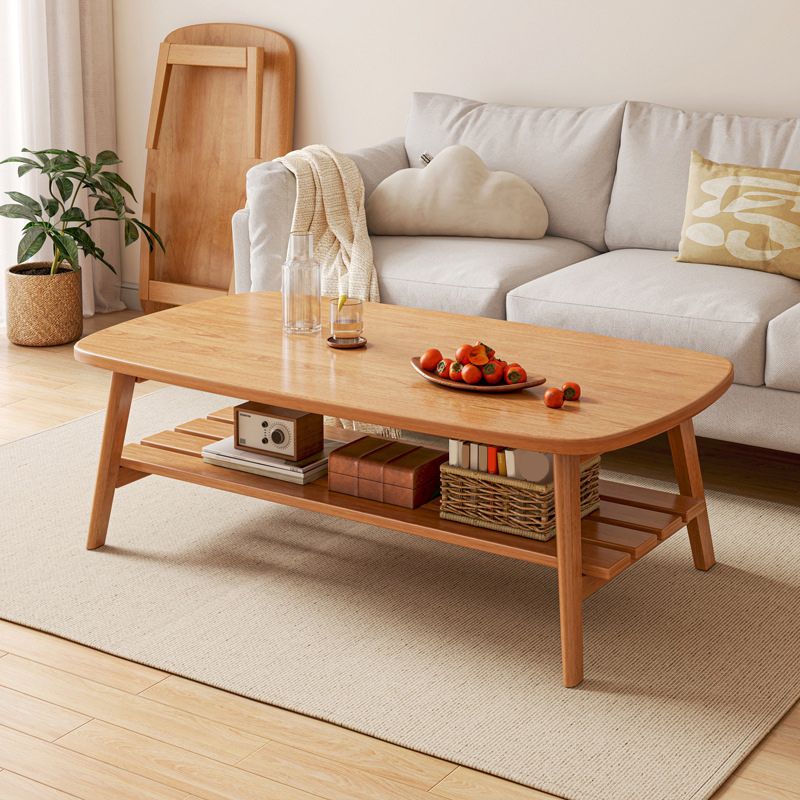 4 Legs Contemporary Coffee Table Standard Wood Single Cocktail Table