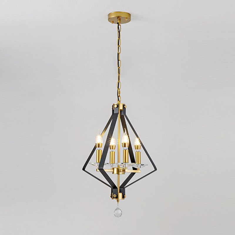 Chandelier géométrique Metal industriel 4 lumières Pendant le lustre pour salle à manger