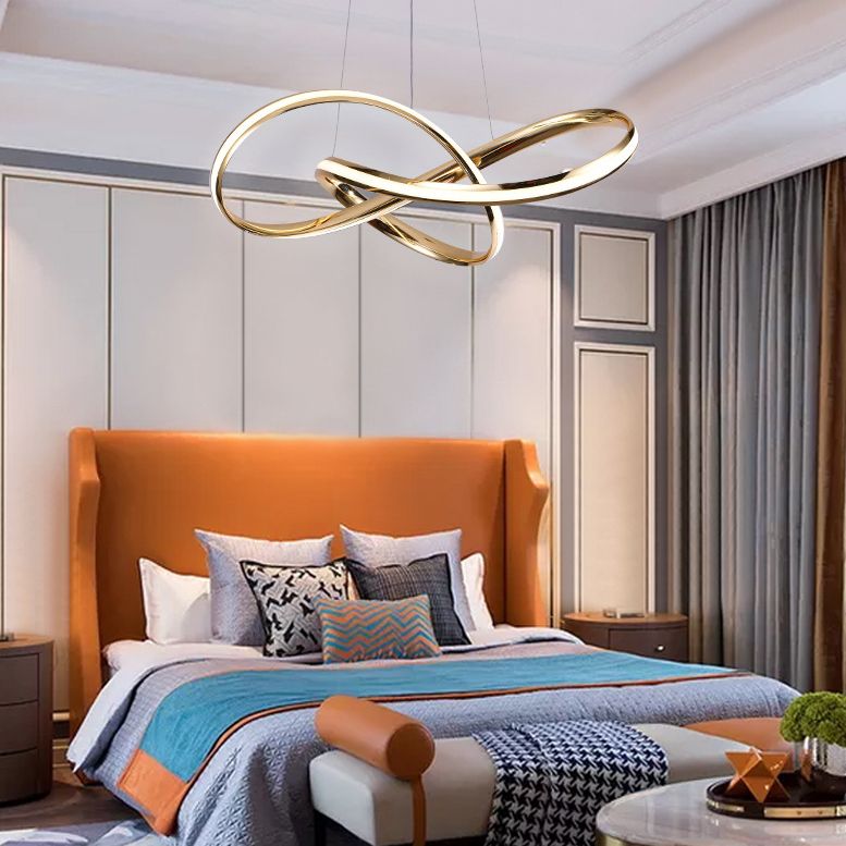 Modern Simplicity Spiral LED Chandelier Light Fixtures Metallic Hanging Pendant Lights for Restaurant