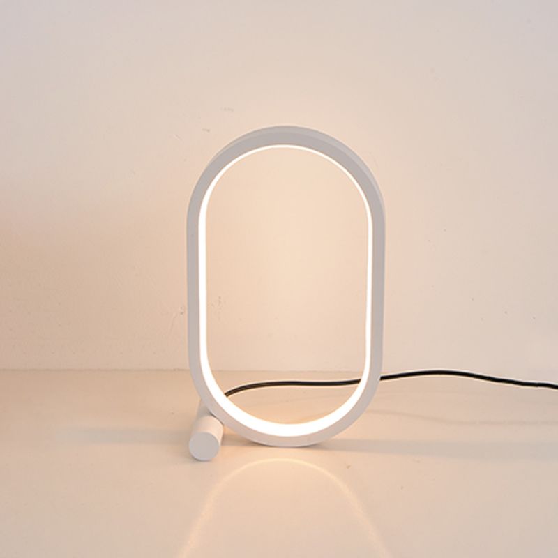 1 Light Oval Nightstand Lamp Contemporary Metal Nightstand Lamps for Bedroom