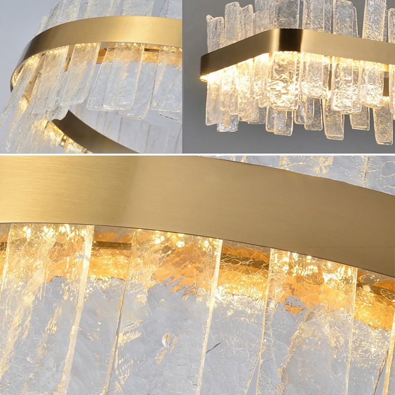 1 Light Rectangle Island Lights Modern Pendant Light Crystal Island Lighting Fixtures in Gold