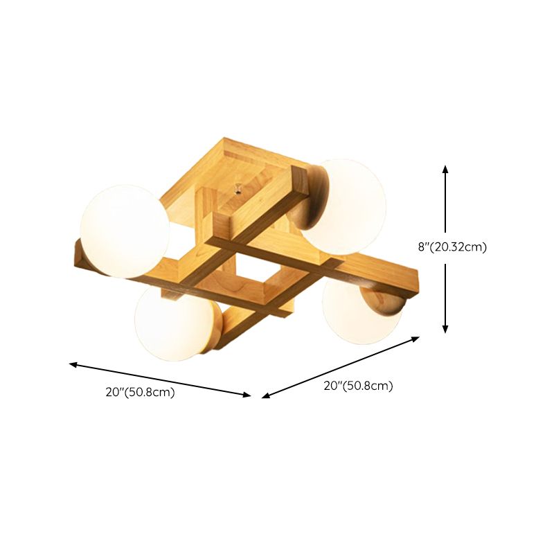 Flush Mount Ceiling Light Modern Wood Fixture Flush Mount Lamp for Living Room