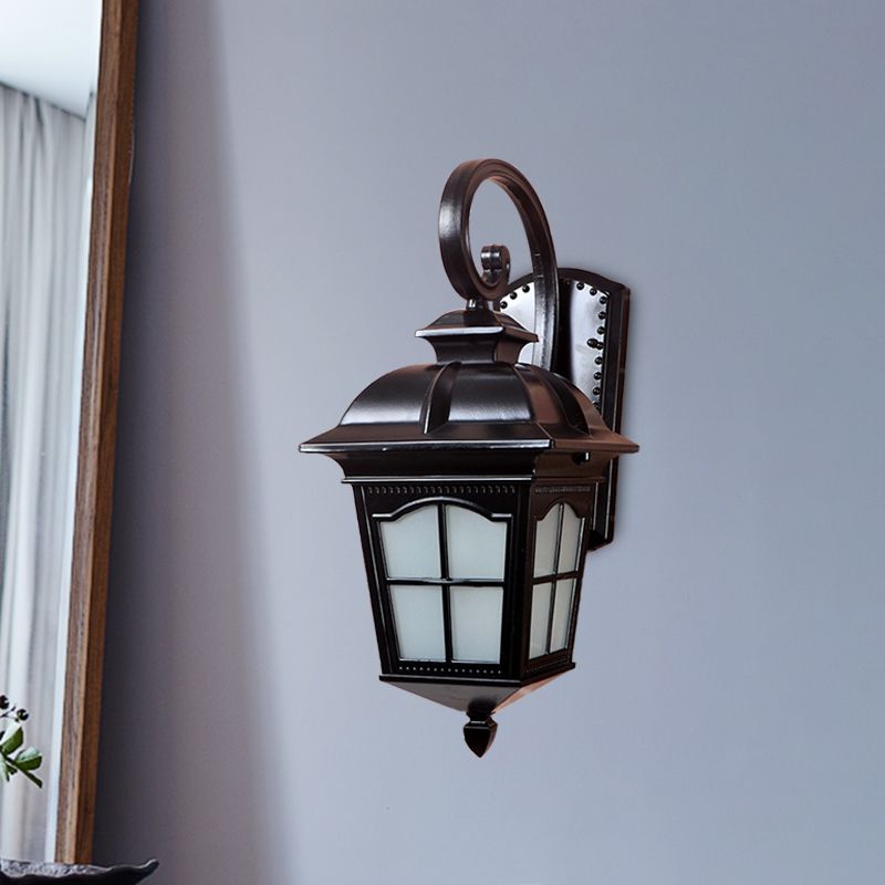 1-Light Twisted Arm Sconce Farmhouse Black/Gold Aluminum Wall Mounted Light for Courtyard