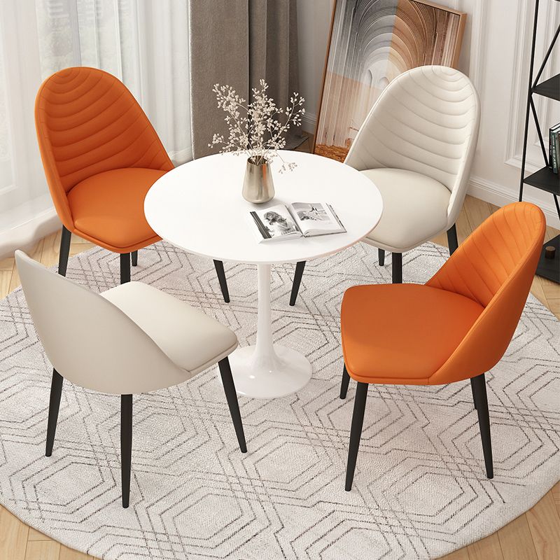 Sillas de comedor de metal contemporáneas tapizadas sin brazos, sillas de cuero para uso doméstico