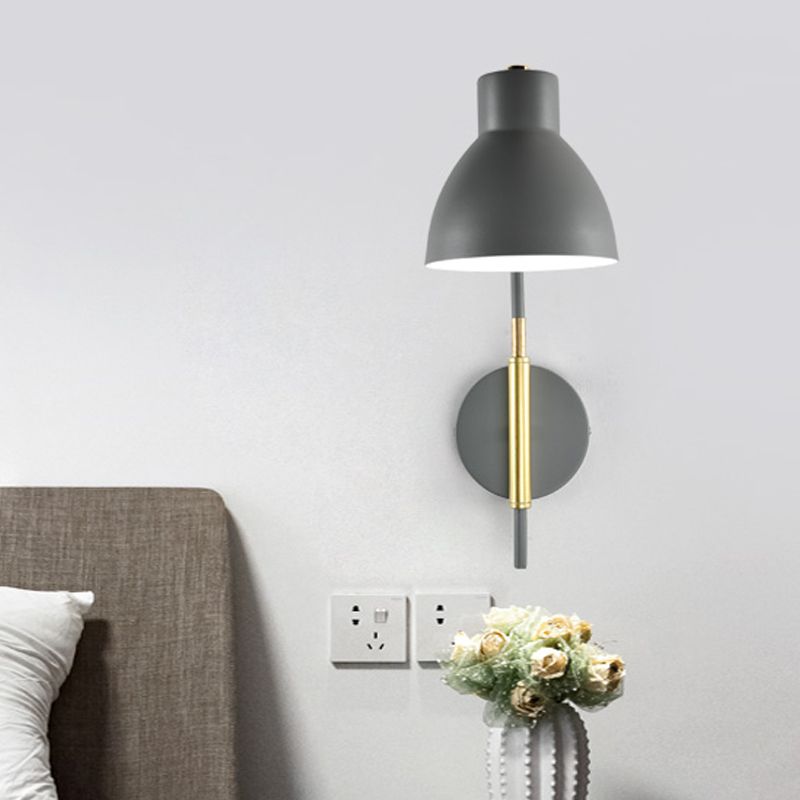 Lámpara de pared de tazón contemporánea 1 CABEZA LIGHTA DE LIGHTA CABEZA en gris con brazo oscilante