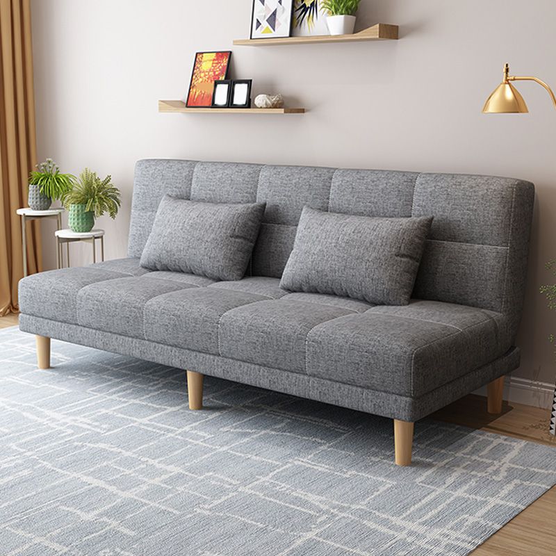 Contemporary Linen Armless Sleeper Sofa Convertible Sofa for Living Room, Apartment