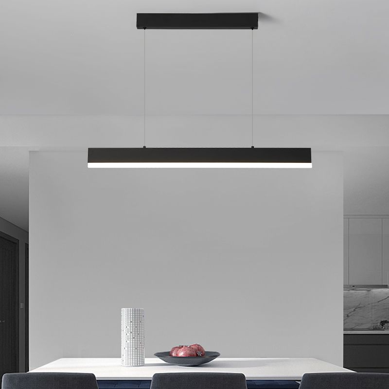 Black Island Light Modern 1-Light Rectangle Restaurant Hanging Lamp with Acrylic Shade