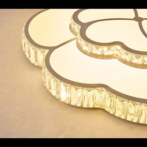 Flower Bedroom Flush Mount Ceiling Fixture Crystal LED Modern Flush Ceiling Light Fixture