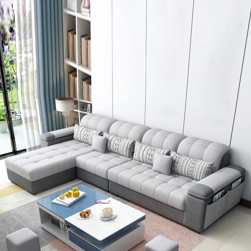 Contemporary Pillow Top Arm Furniture Sectionals in Grey for 3/4/5 People