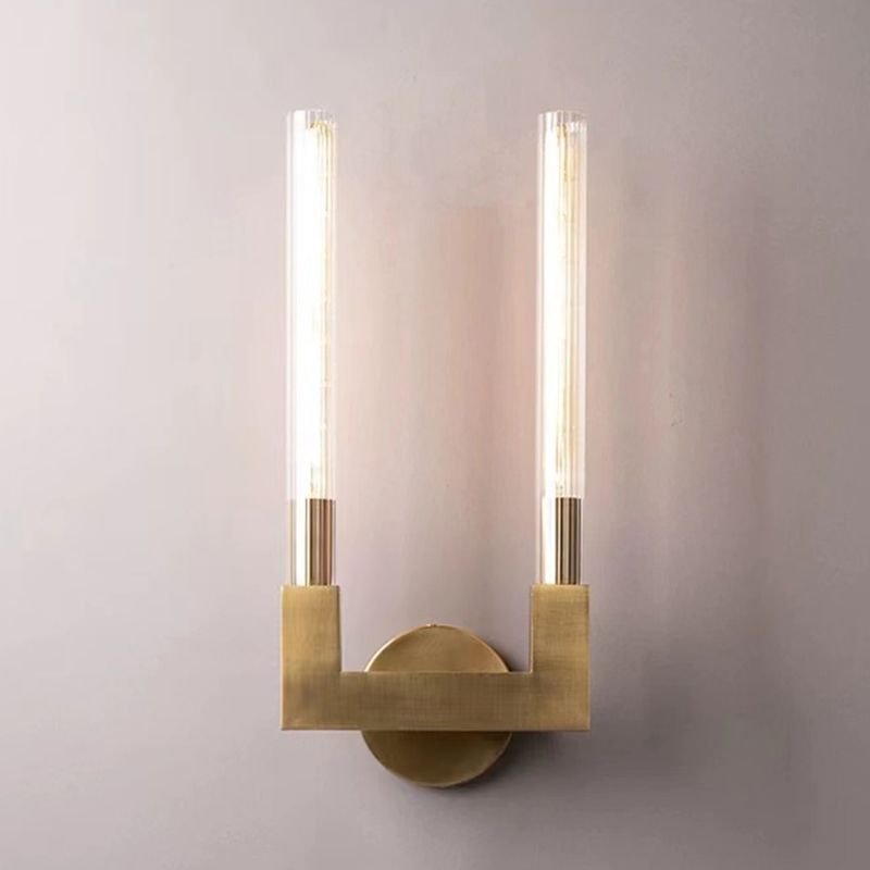 Metal and Glass Bath Sconce 1 / 2 - Light Post Modern Bathroom Vanity Lighting