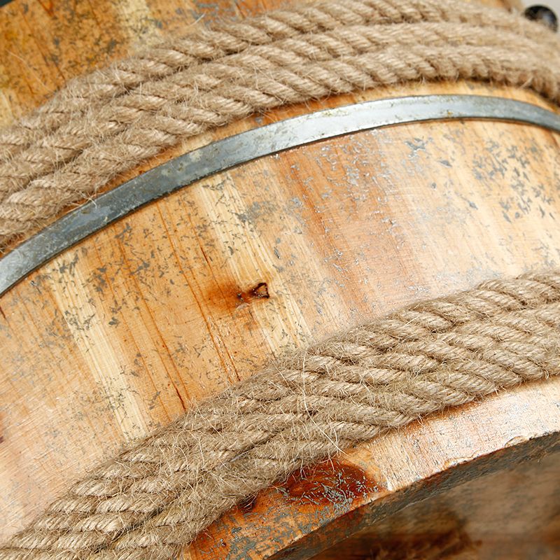 Chandeliers en forme de tambour lustres à cinq lumières en bois de style rétro en bois de couleur beige pour l'agritain