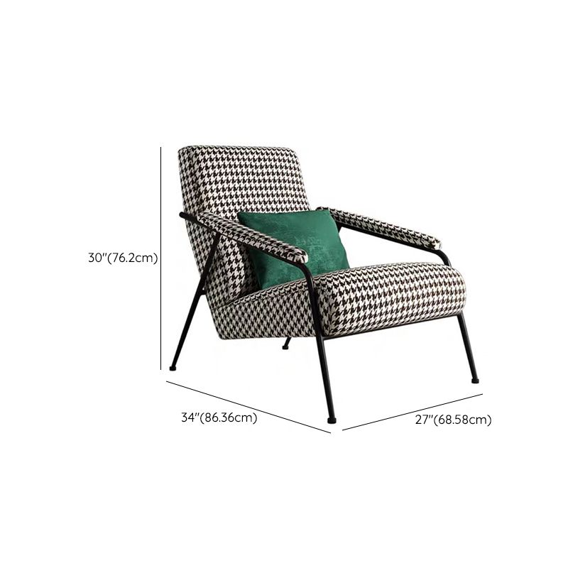 Mid-Century Modern Accent Armchair Houndstooth Basic Four Leg Armchair
