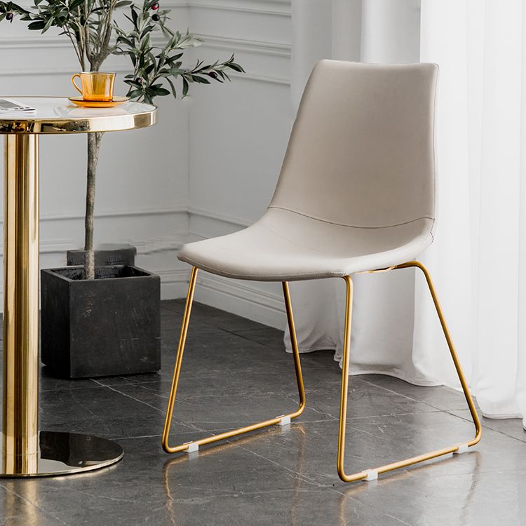 Scandinavian Design Solid Back Armless Dining Chairs Leather Dining Chairs