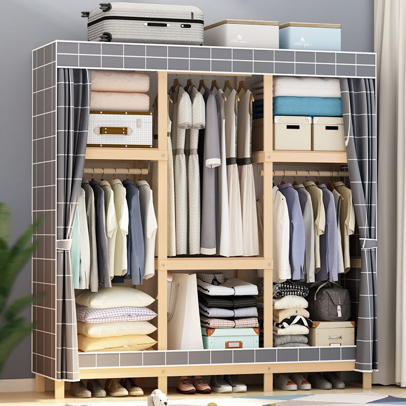 Contemporary Style Wardrobe Solid Wood 1-Door Wardrobe Closet for Bedroom