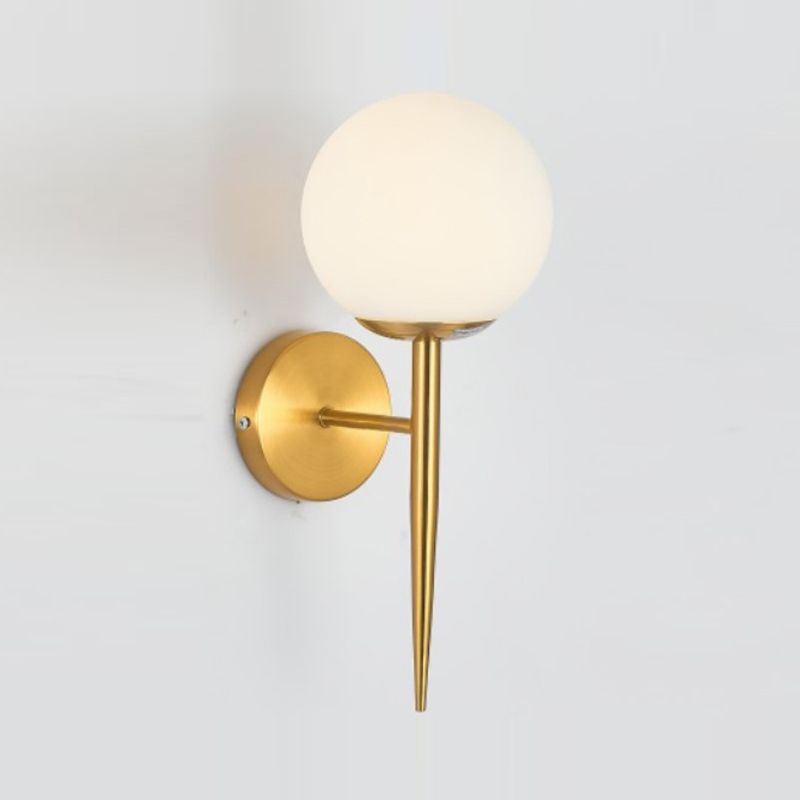 Modern Style Ball Shade Wall Light Glass 1 Light Sconces in Gold for Living Room