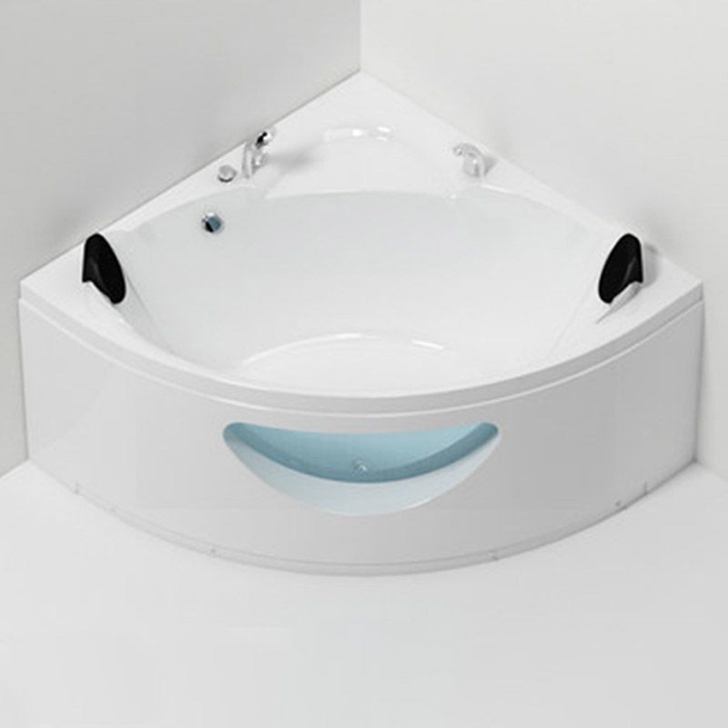 Contemporary Acrylic Corner Bath Tub White Tub with Internal Drain