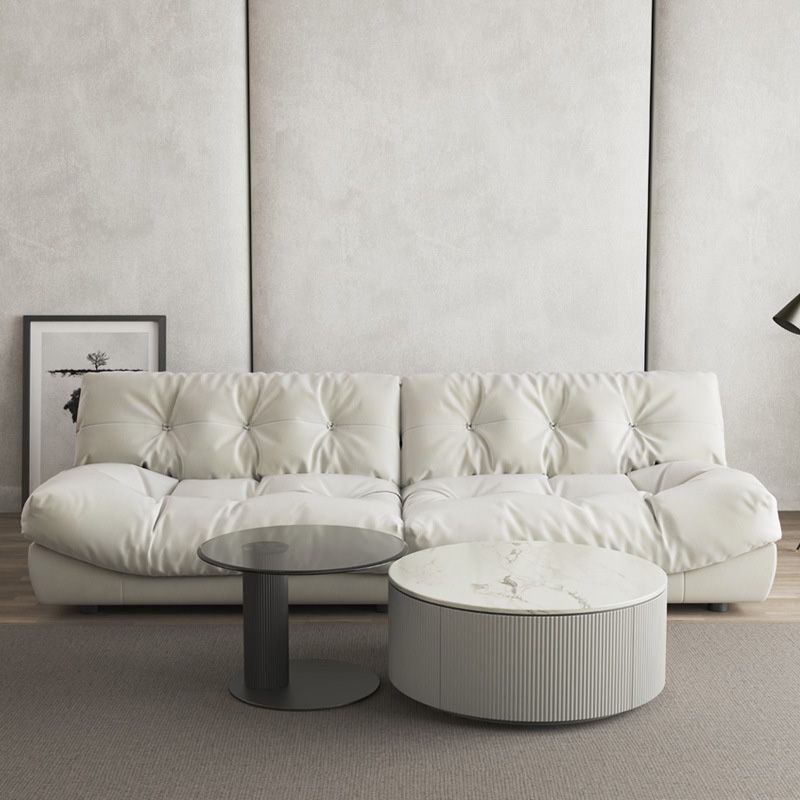 Tufted Split-Back Seating Armless Standard Sofa Leather for Apartment