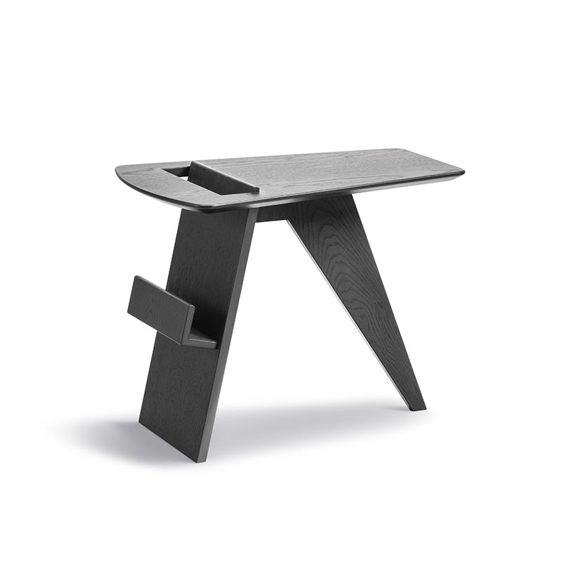 Solid Wood Abstract Side Table Natural/Black 22.44 inch Wide End Table