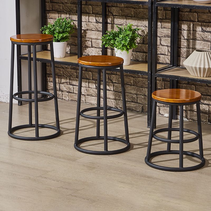 Industrial Armless Backless Counter Stool Steel Cashier Bar Stool with Pedal