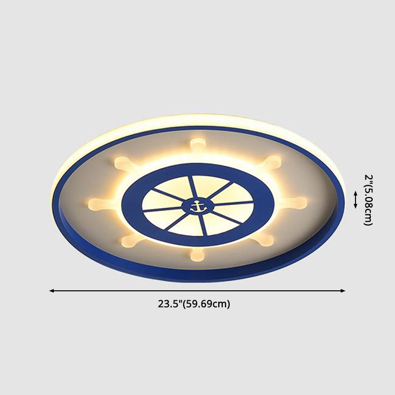 Luminaire encastré LED minimaliste plafonnier cercle bleu avec abat-jour en métal