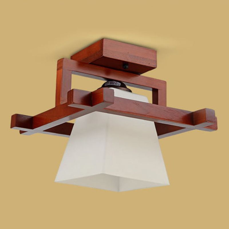 Gangpad semi-inbouw plafondarmatuur hout eenvoudige stijl plafondverlichting in bruin