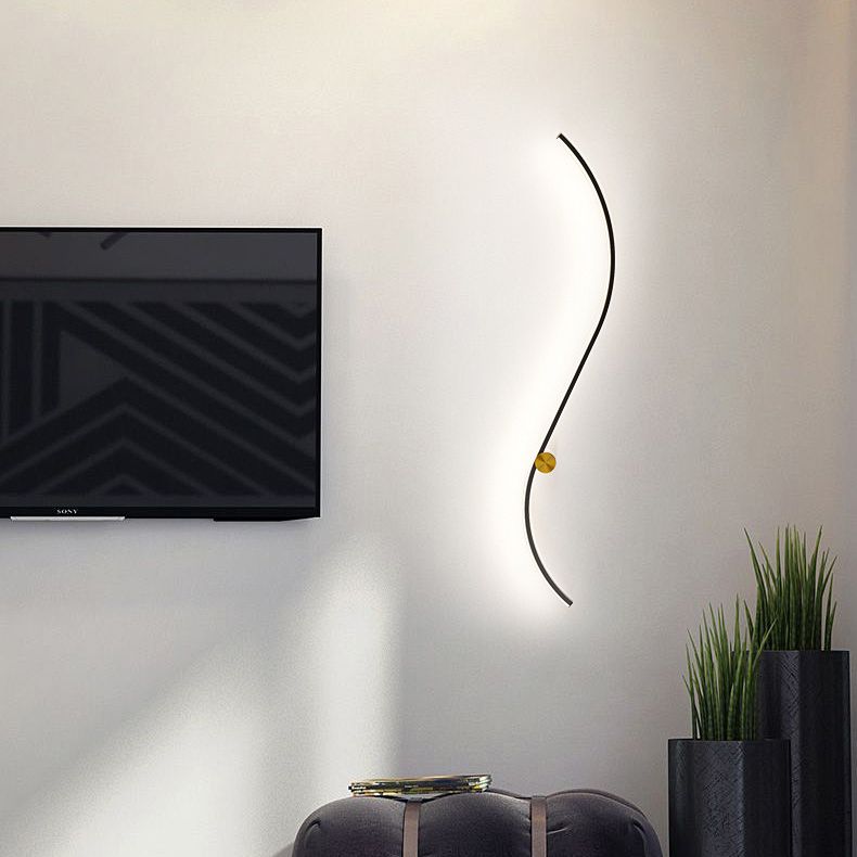 Modern LED Wall Mount Lighting Black Wave Wall Lighting Fixture with Metal Shade