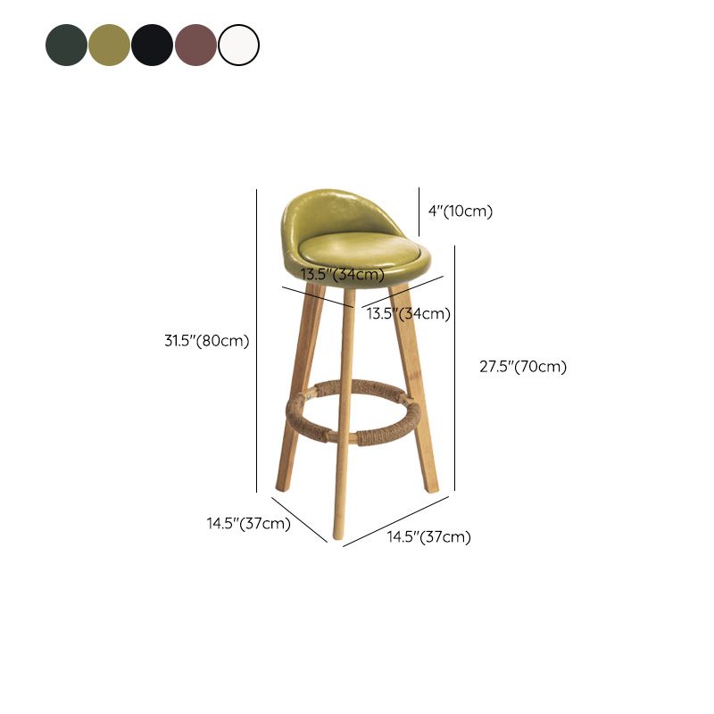 Nordic Armless Backrest Counter Stool Rubber Wood Bar Stool with Pedal