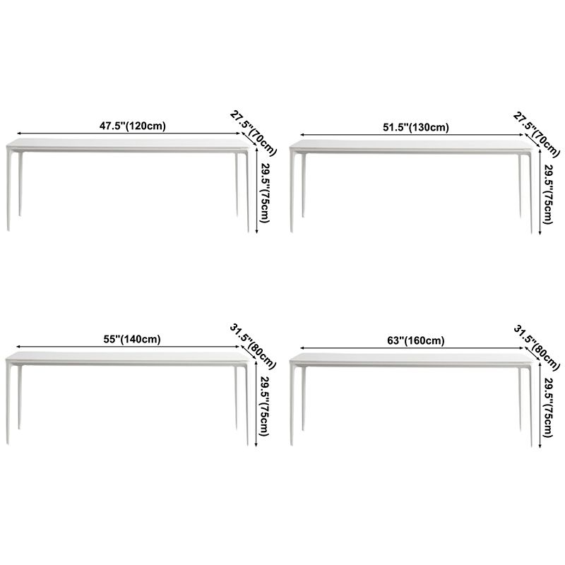 Mesa de comedor de cocina blanca moderna Mesa de comedor rectangular de piedra sinterizada con 4 patas base