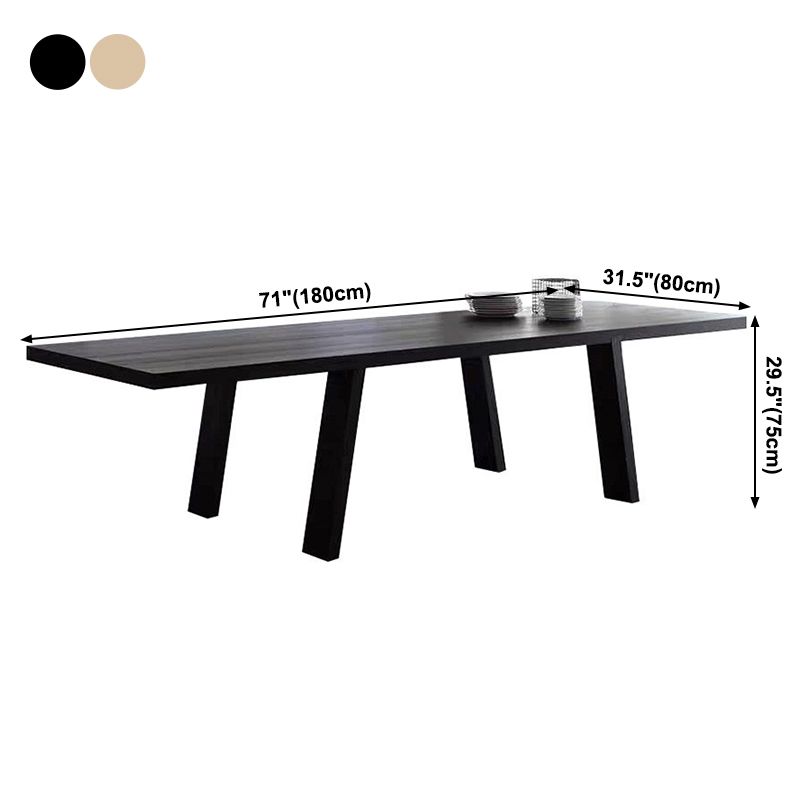 Table à manger rectangulaire industrielle en bois massif, table à plateau en bois avec pieds