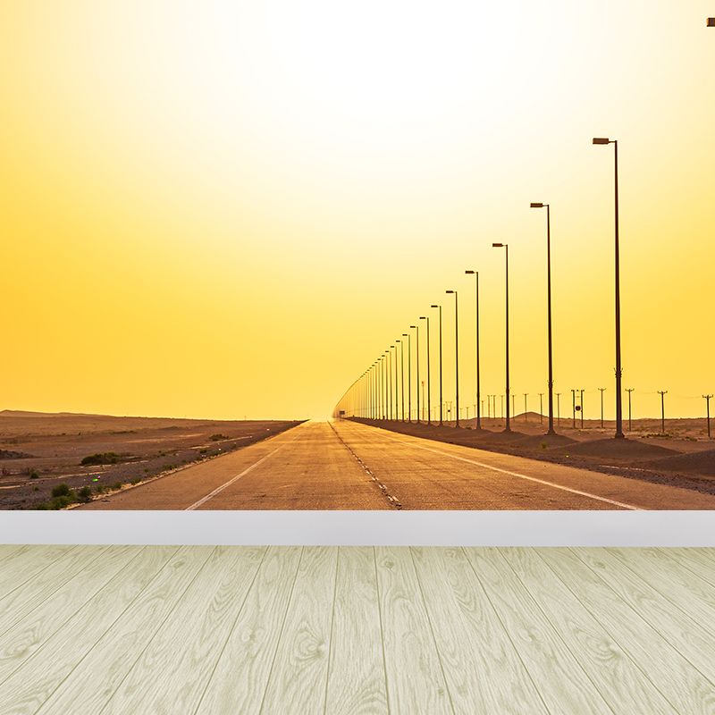 Highway Mural Wallpaper Light Color Contemporary Wall Covering for Girls Bedroom