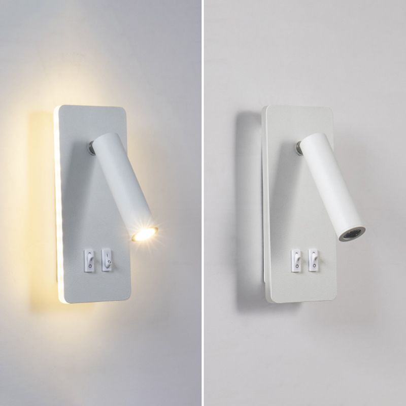 Modern 1-Spotlight Wall Sconce with Switch Squared Wall Mounted Light for Bedroom