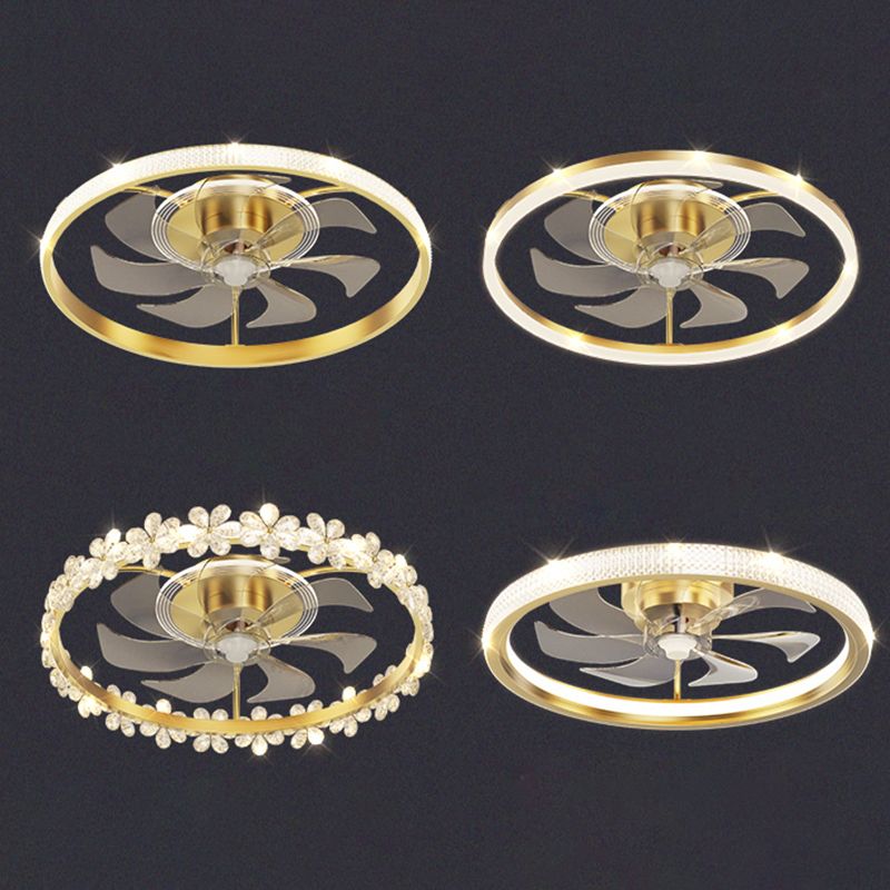 Lampada a ventola a soffitto circolare con finitura dorata LED MIMINALIST METALE SEMI FLUSH LUCE