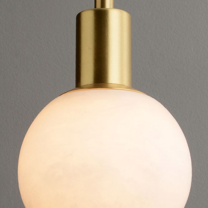 Minimalistic 1-Bulb Drop Pendant White Mini Suspension Lighting with Marble Shade
