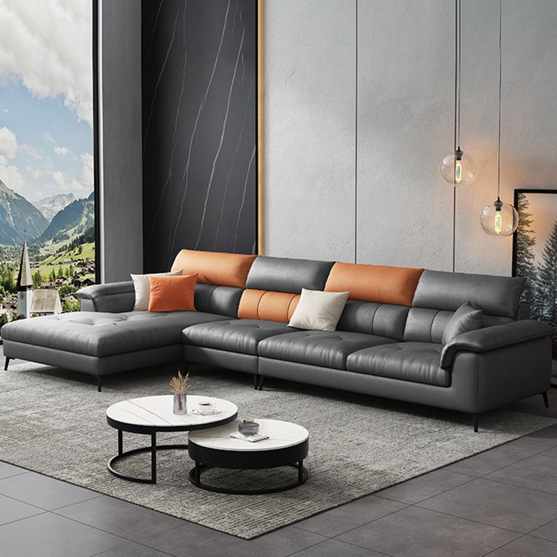 Contemporary Stain-resistant Sectional L-shape Pillow Top Arm Sectional
