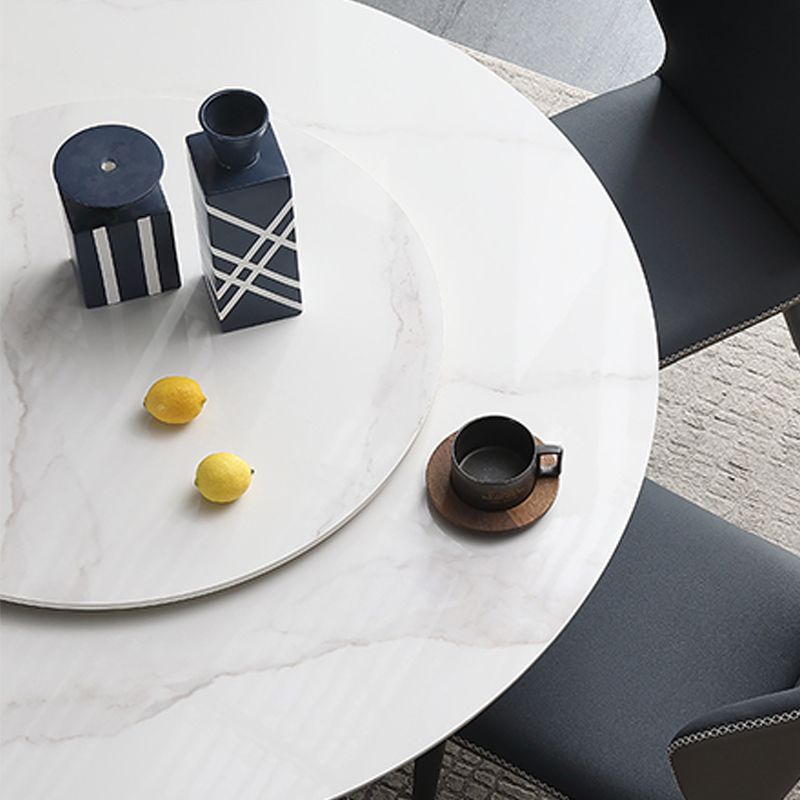 Modern Round Dinner Table Steel Base Dining Table with Pedestal Base