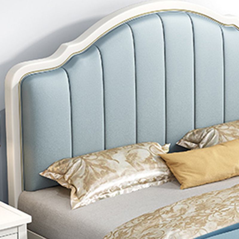 Glam wood Standard Bed Faux Leather Bed Frame with Headboard