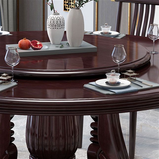 Wood Pedestal Dining Table Turntable Dining Table for Dining Room