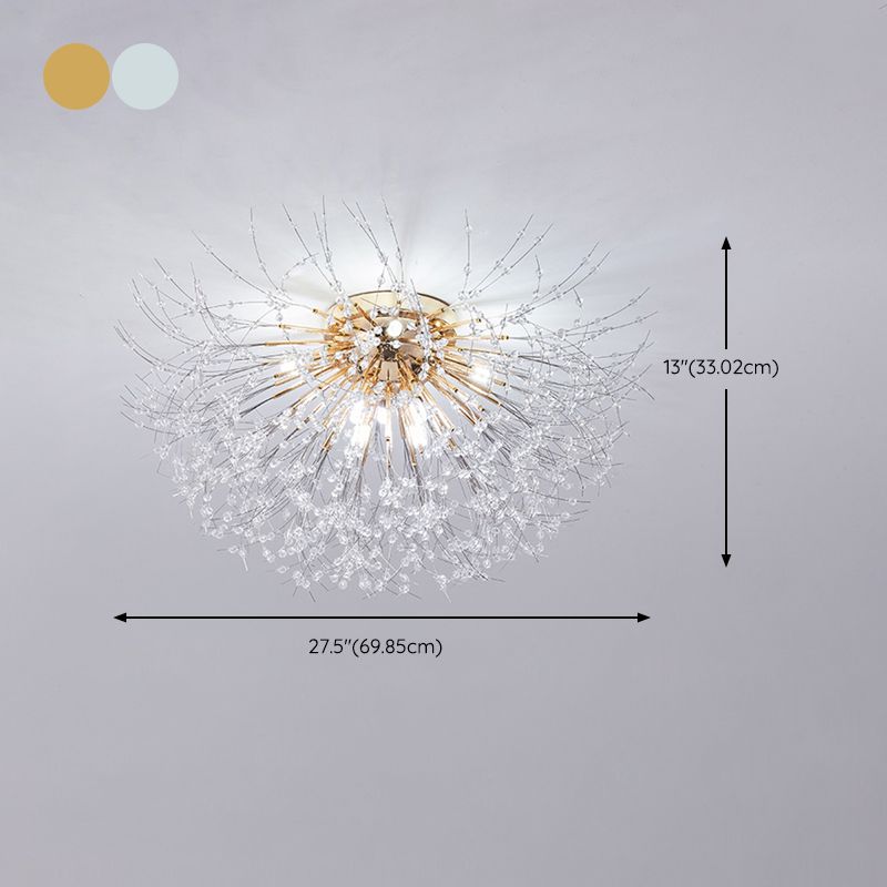 Unique Shape Crystal Flush Light Modern Style Multi Lights Flush Mount Fixture