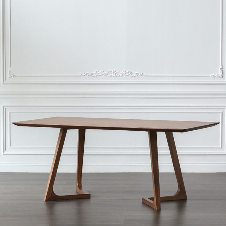 Eigentijdse rechthoek eettafel dennen vaste houten tafel met dubbel voetstuk voor eetkamer