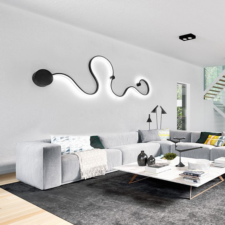 Curve Sconce Light Fixture Modern Minimalist Style Acrylic 1 Light Sconces