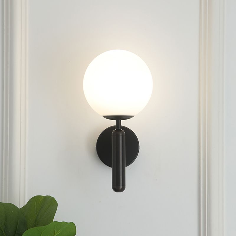 Metal Modern Wall Sconce Ball Shape Vanity Lamp with Glass Shade for Bathroom