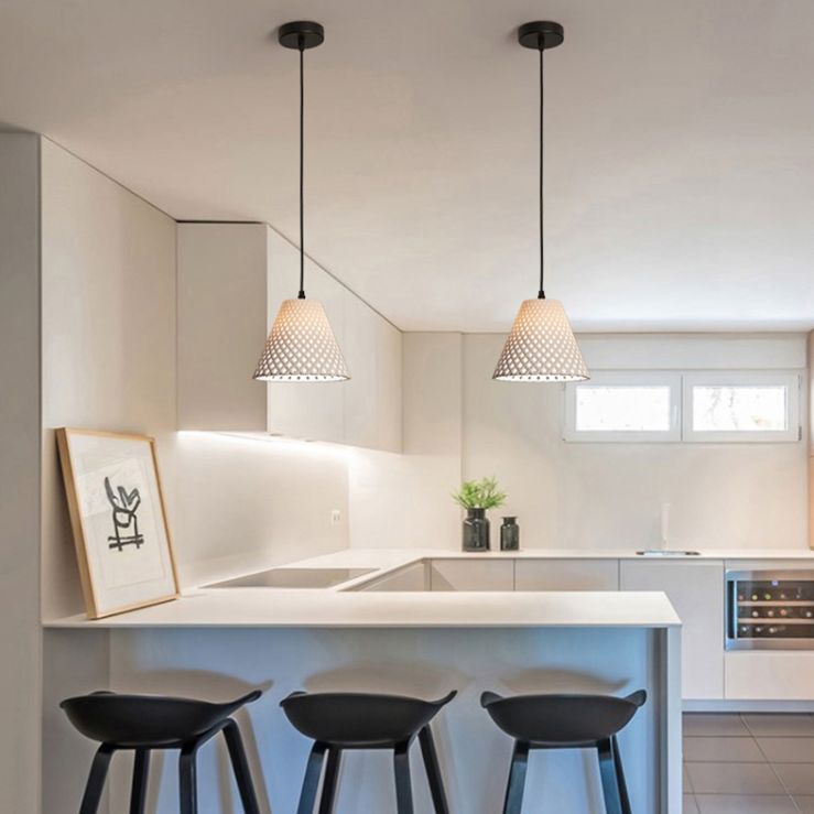 1 Licht ausgehöhlte Suspensionsbeleuchtung Nordisches Kunstzement-Anhänger Licht für Wohnzimmer